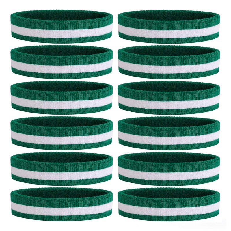 ONUPGO Sweatband Headbands for Men & Women -12PCS Sports Headbands Moisture Wicking Athletic Cotton Terry Cloth Head Band 7.88" x 2.16" - Image 1